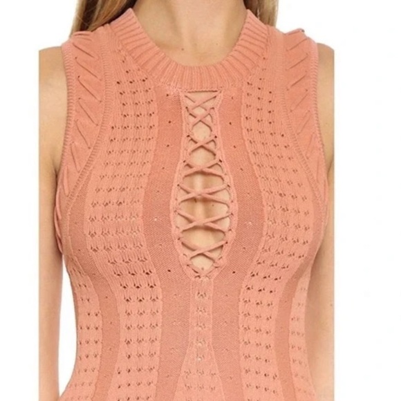 Ronny Kobo Shira Needle Stitch Lace Up Knit Dress - Picture 3 of 8